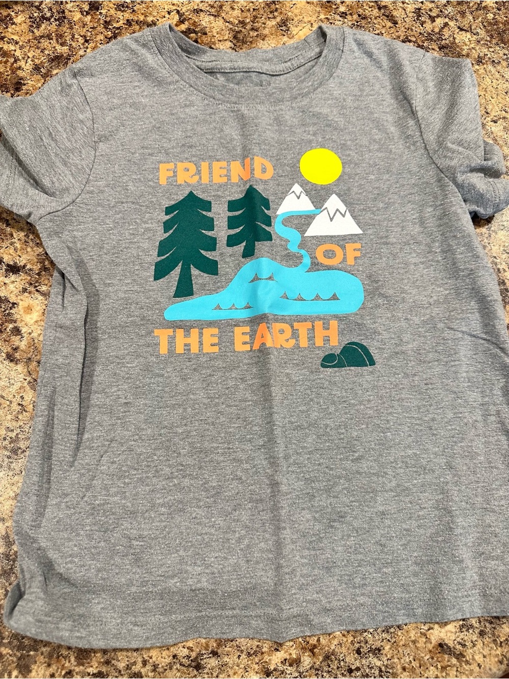 Cat & Jack Grey 'Friend of the Earth' Graphic Tee with Teal Trees